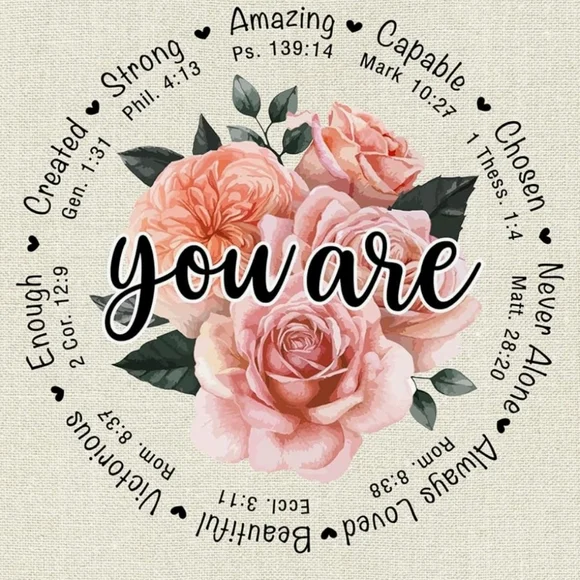 New! Canvas tote large bag with scripture religious Christian flower white black - Picture 2 of 7